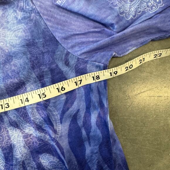 Vintage Y2K Embellished Rhinestone Mcbling Floral Tie Dye Purple Longsleeve S - Picture 4 of 5